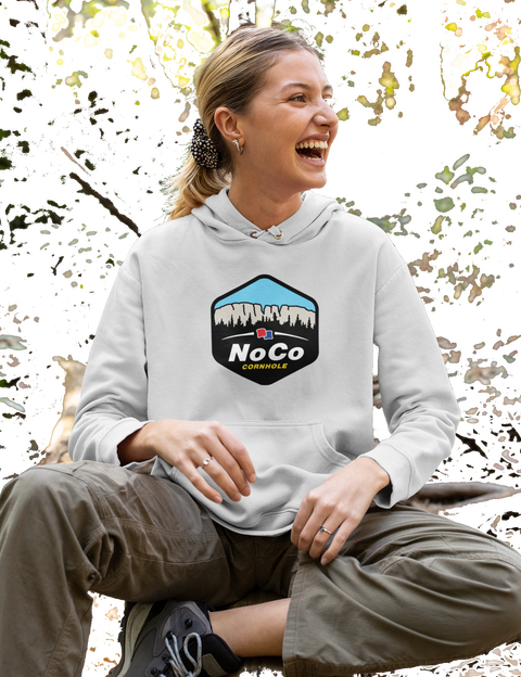 Girl in NoCo Cornhole Hoodie Design